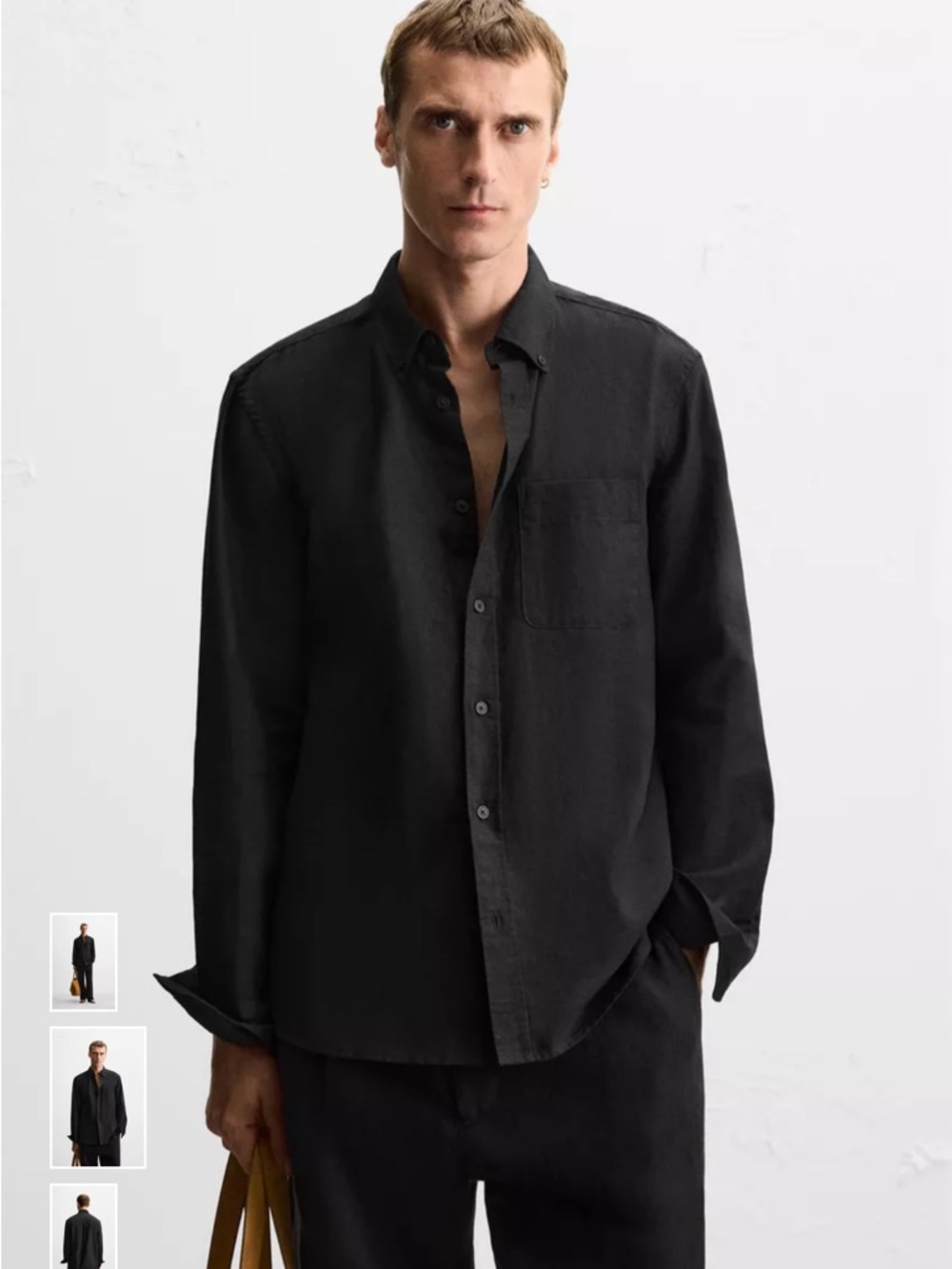 Zara Black Casual Button-Down Shirt